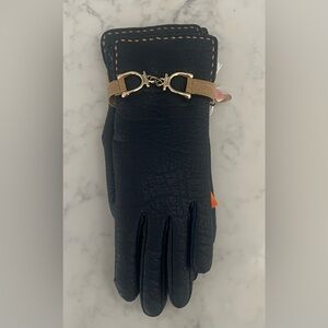 New Vintage Snuggler by Aris Blue Faux Leather Gloves Size Small Cotton Lining
